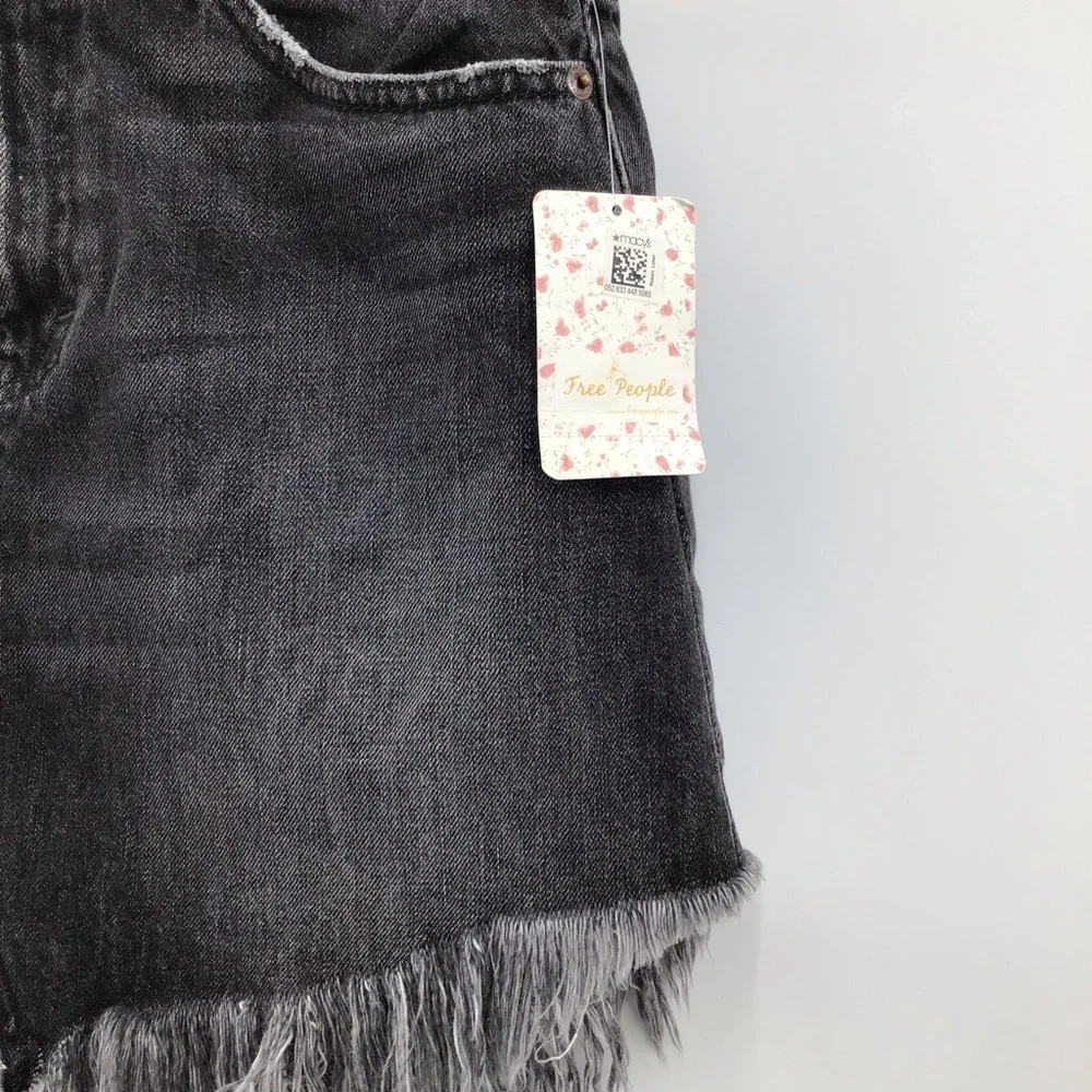Free People Maverick Charcoal Asymmetrical Denim Skirt